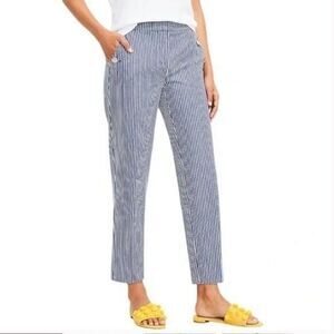 LOFT Womans Riviera Slim Sailor Pants Blue & White Stripe Sz 8 BRAND NEW